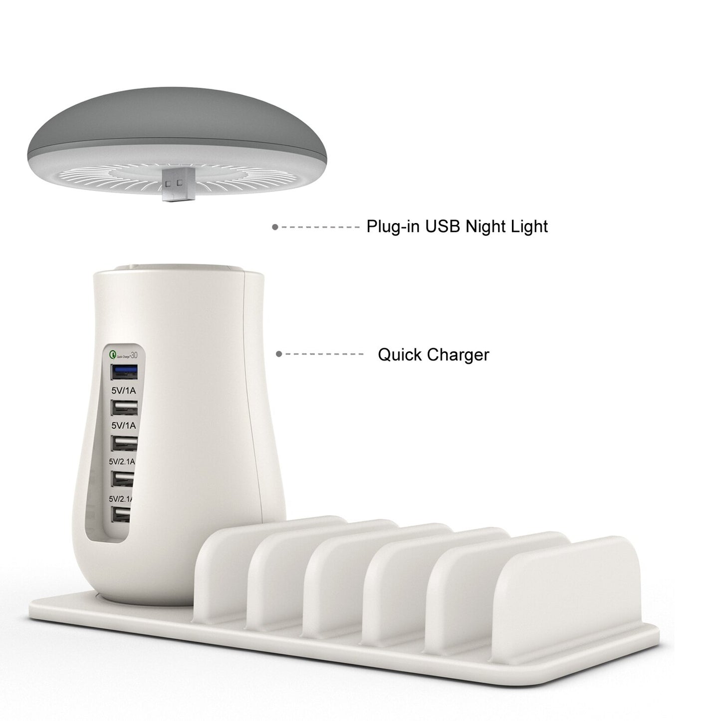 Multi-Port Fast charger 3.0 with Mushroom Lamp