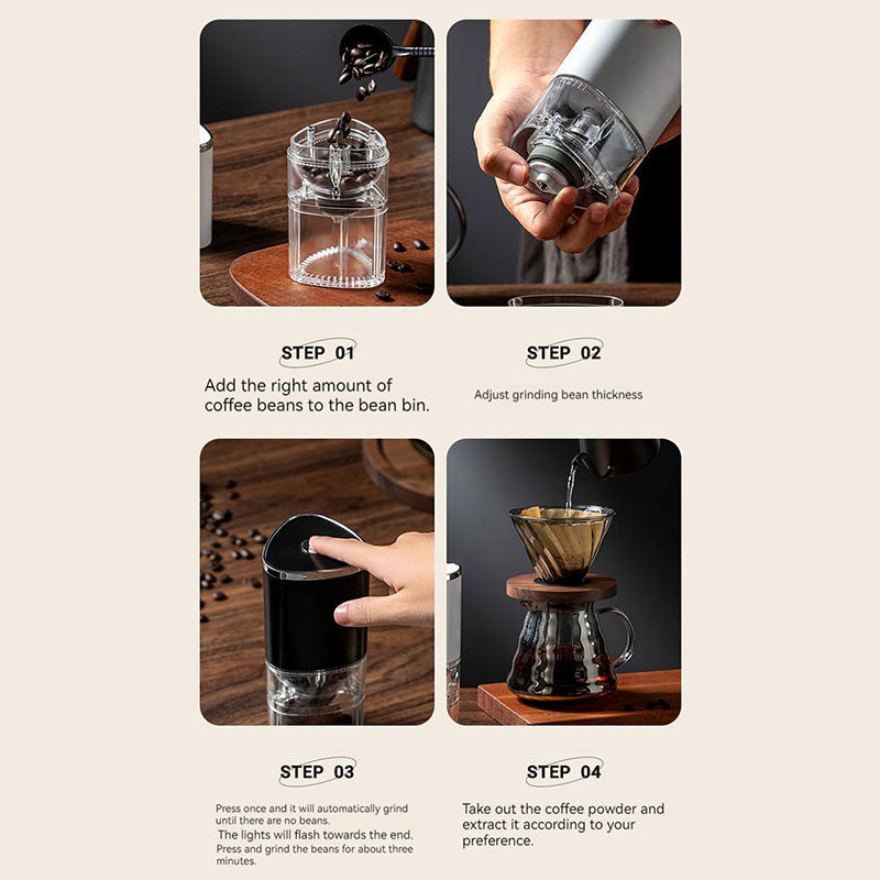 Portable Transparent Electric Coffee Grinder